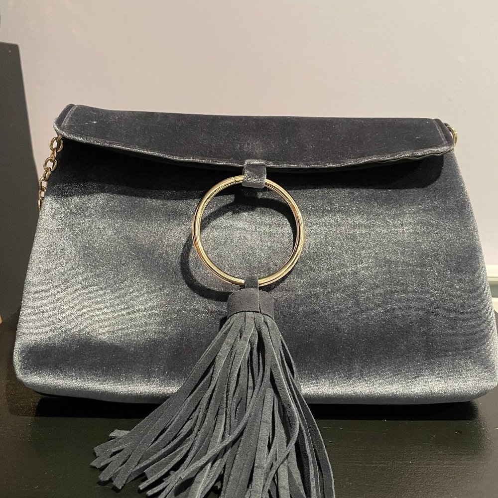 Indigo Grey Velvet Purse